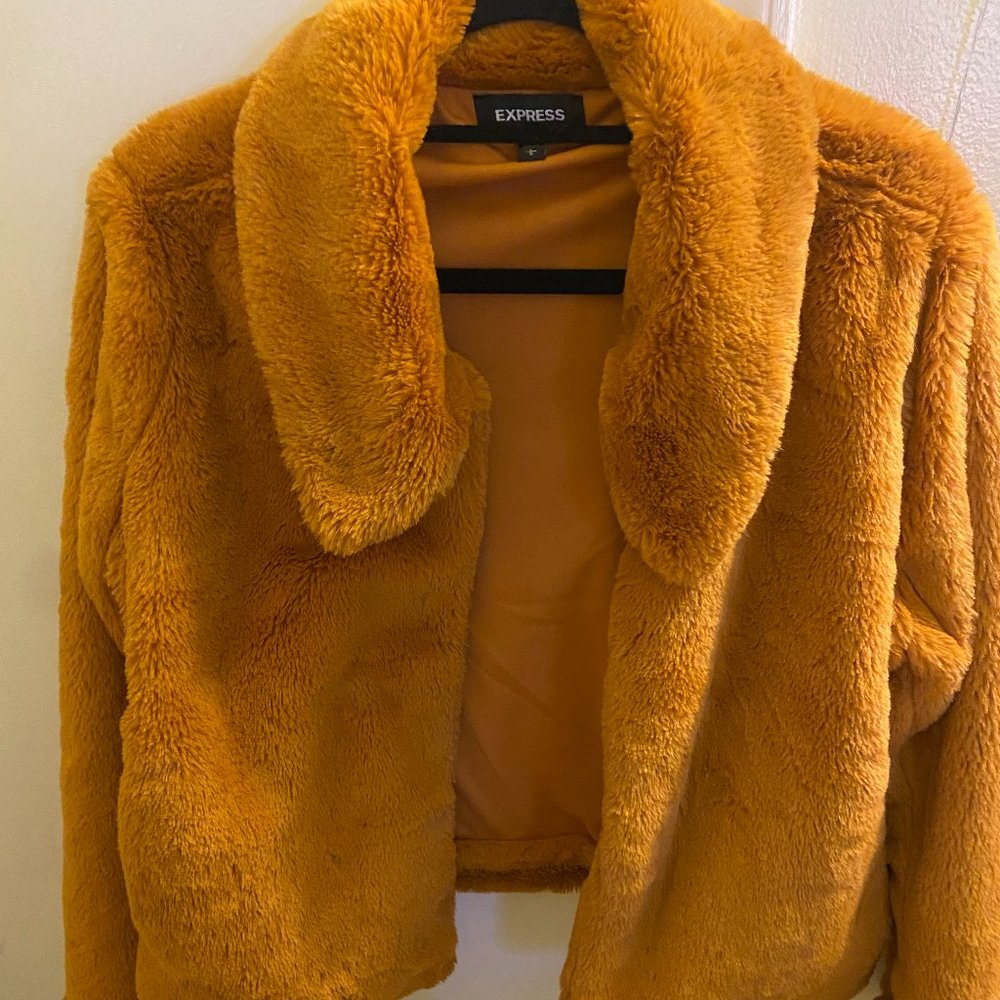Women Faux Fur Burnt Orange Coat